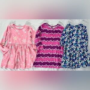 Gymboree Girls Dress Lot Size 5T | 3 Long Sleeve Dresses Floral & Winter Prints